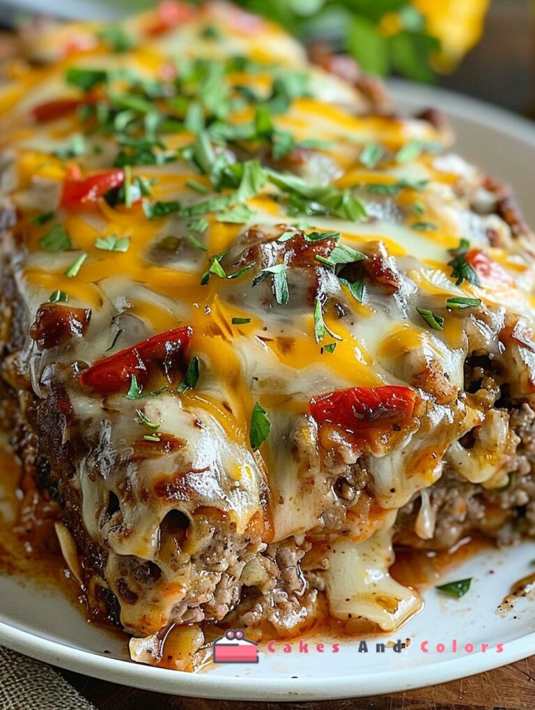 Philly Cheesesteak Meatloaf Recipe - Cakes And Colors